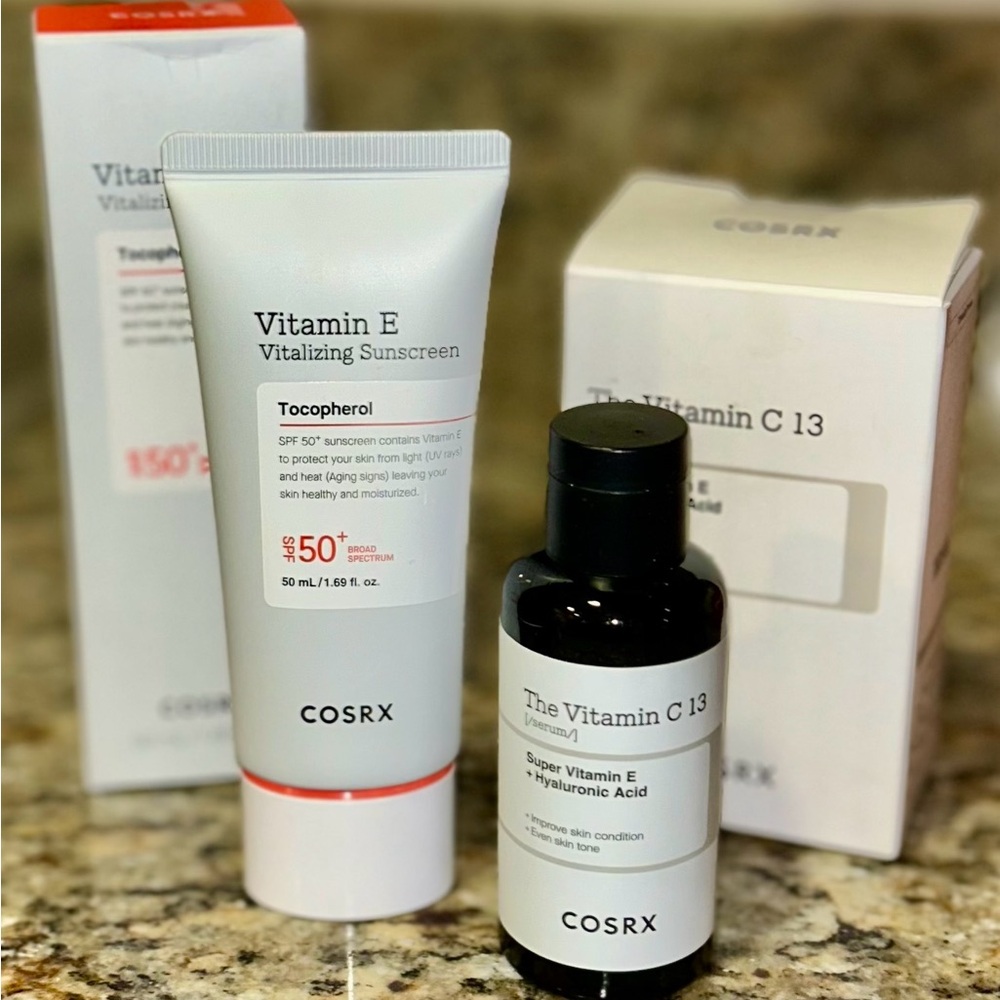 COSRX Vitamin C 13 Serum + Vitamin E SPF 50 Sunscreen | 2 piece Bundle | NIB